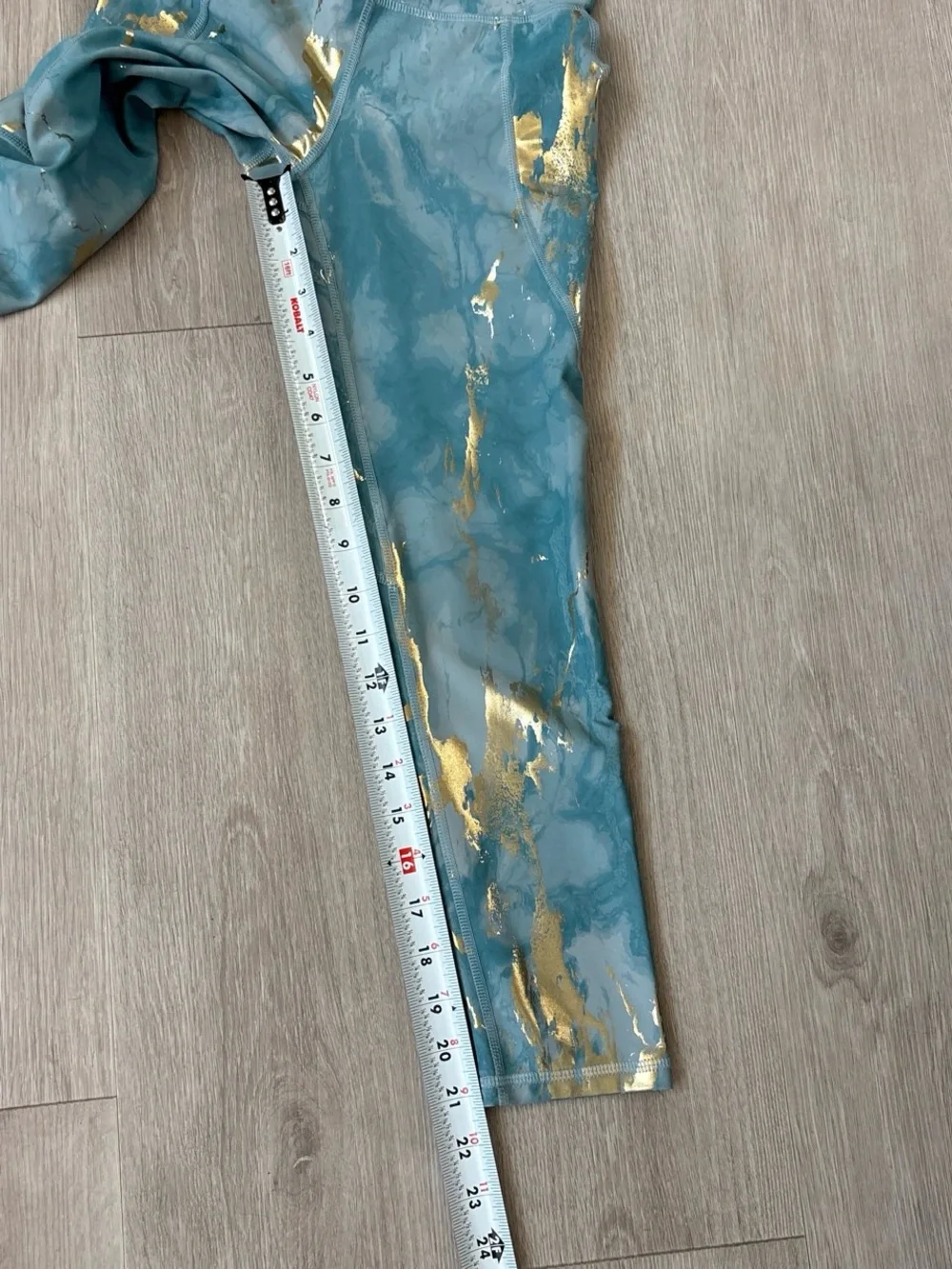 Girls Size 8 Old Navy Active PowerSoft High-Rise Leggings Blue Marble Gold